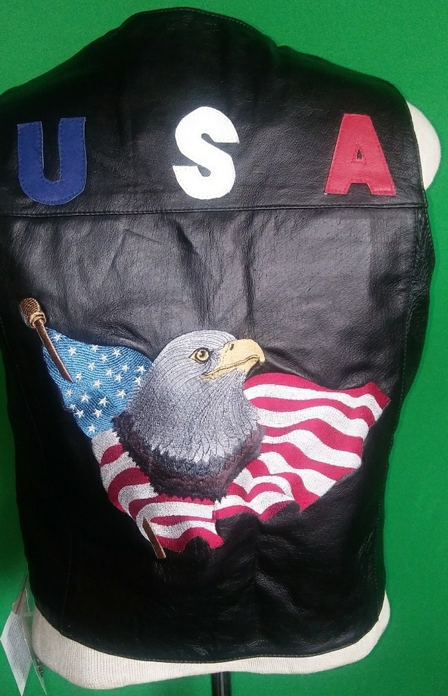 New! USA BIKER LEATHER VEST! (S) Men